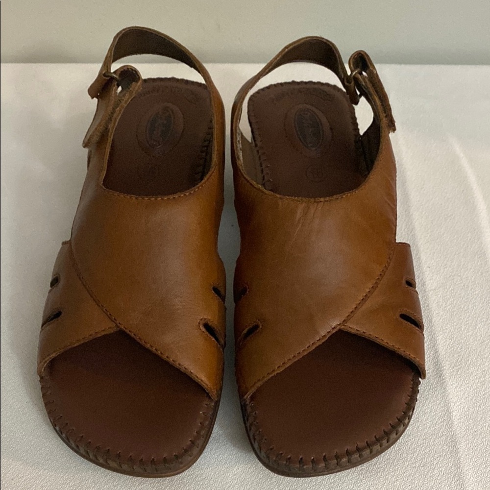 Dr.Schools Elegant Tan Leather Women's Sandals size 9 1/2 - Picture 2 of 7